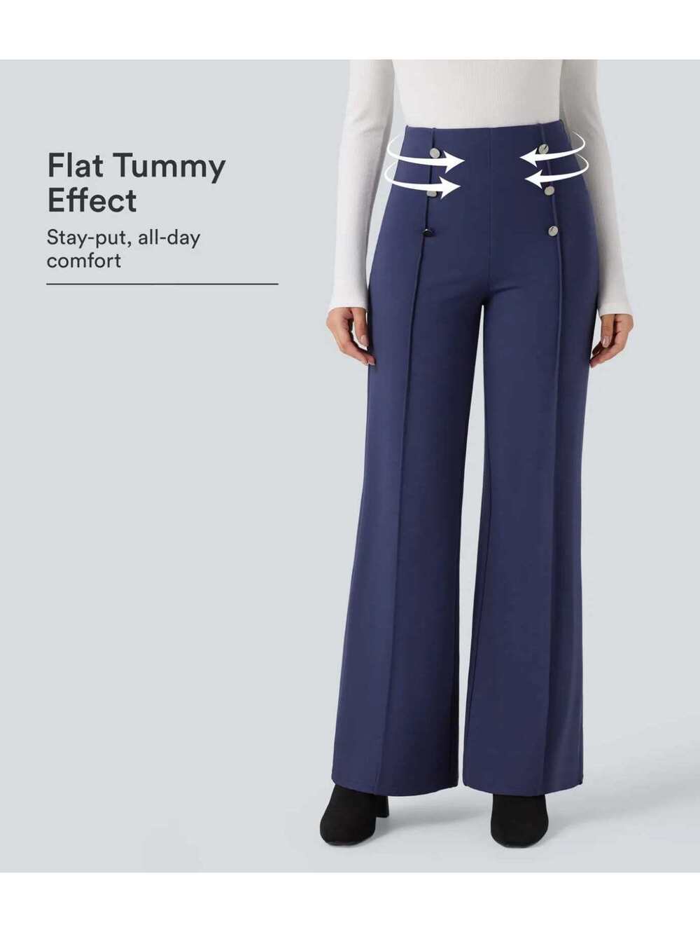 Halara Flex High Waisted Tummy Control Wide Leg Work Pants Blue Size Medium - Picture 6 of 9